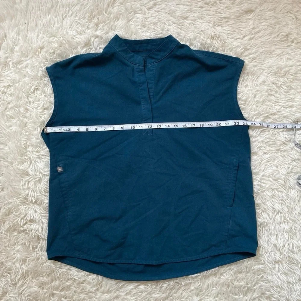 Figs Sleeveless Mock Neck Top in Teal - Picture 3 of 10
